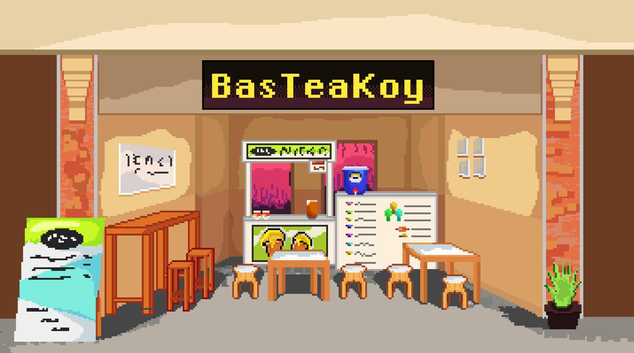Basteakoy Shop One of my favorite dining area in our place painted in pixel art.